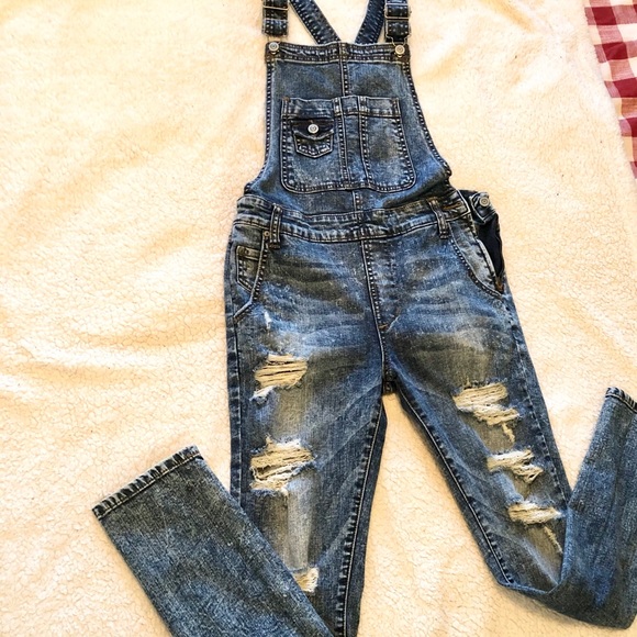Distressed long Jean overalls small - Picture 3 of 13